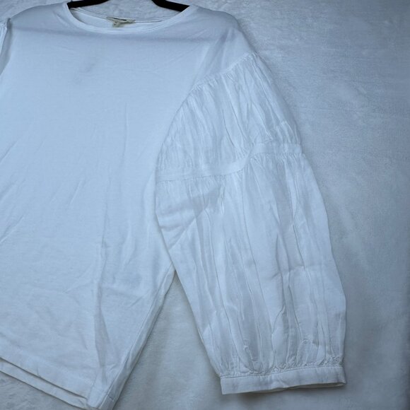 Madewell Womens Puff-Sleeve Blouse Drop-Shoulder Knit-Cotton Top Sz XS NWT - Picture 9 of 12